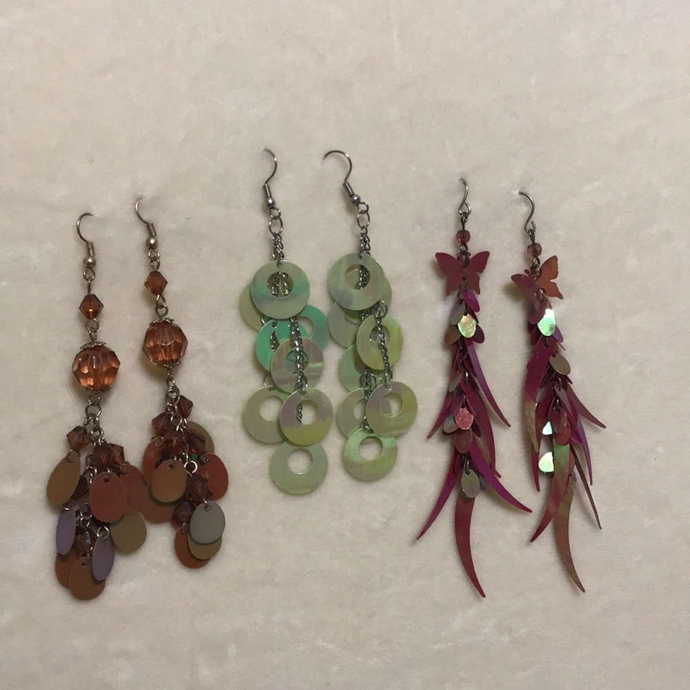 3 pair dangle fashion earrings